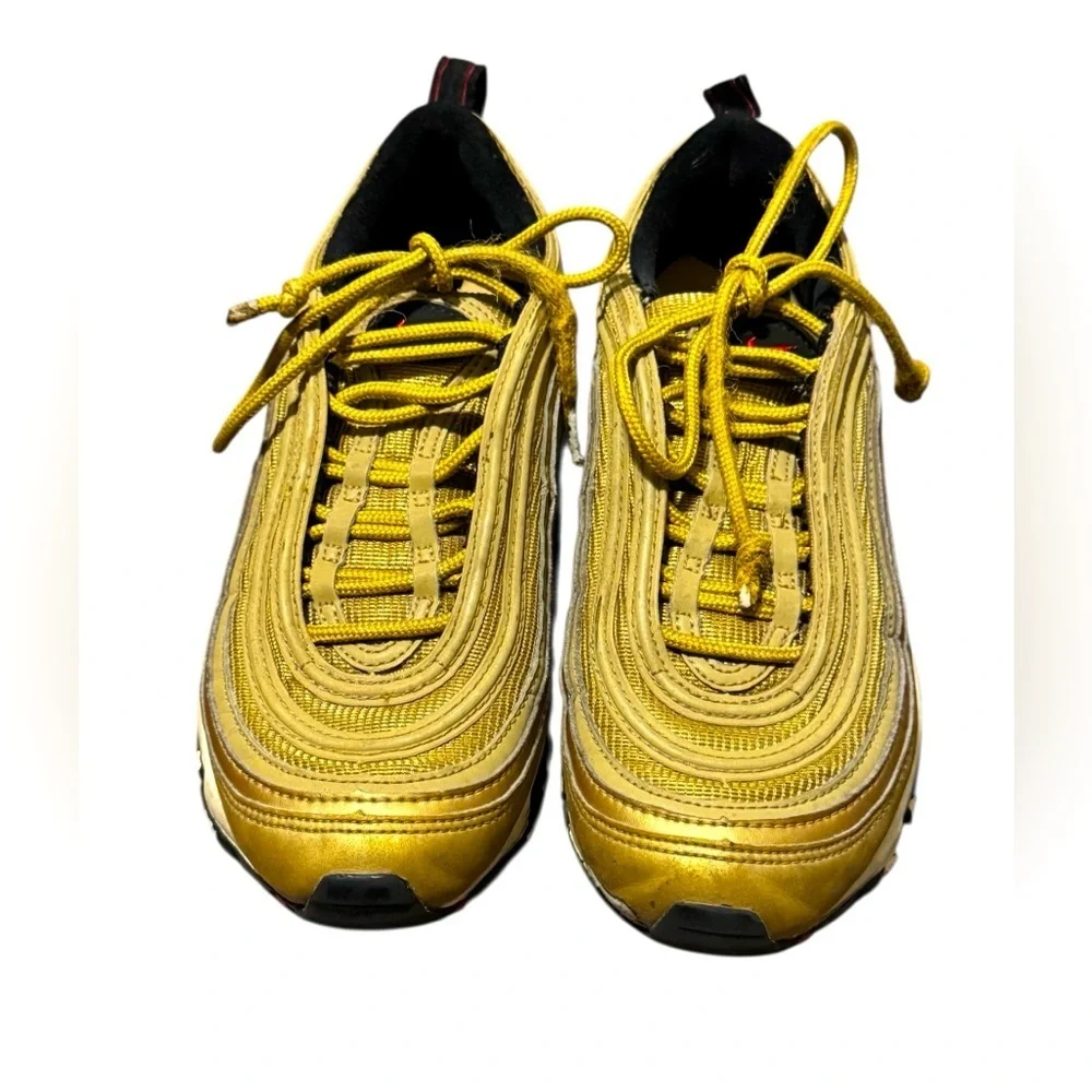 Nike Air Max 97 Metallic Gold Unisex Size 4.5Y Sneakers Running Shoes